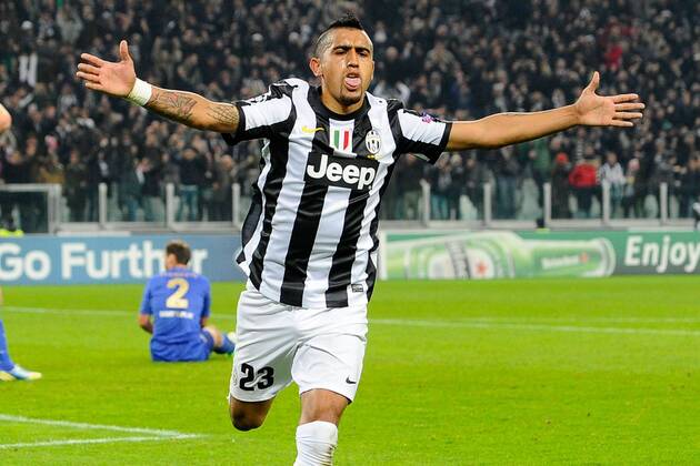 Mg Torino 20 11 2012 - Champions League Juventus-Chelsea foto Matteo Gribaudi Image Sport nella foto: esultanza gol Arturo Vidal 