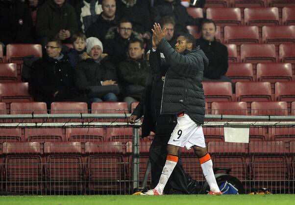 20-11-2012: Champions League, FCN, FC Nordsjaelland - Shahktar Donetsk: Luiz Adriano, Shahktar Donetsk. leaves the pitch - 