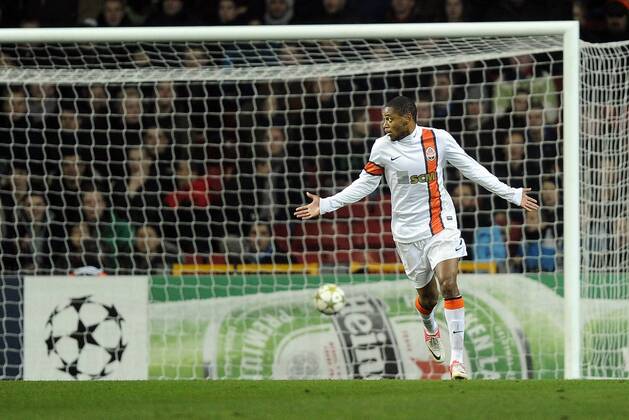 20-11-2012: Champions League, FCN, FC Nordjaelland - Shahktar Donetsk: Luiz Adriano, Shahktar Donetsk, nachdem er unsportlich nach einem Schiedsrichterball das 1:1 erzielt hat - 