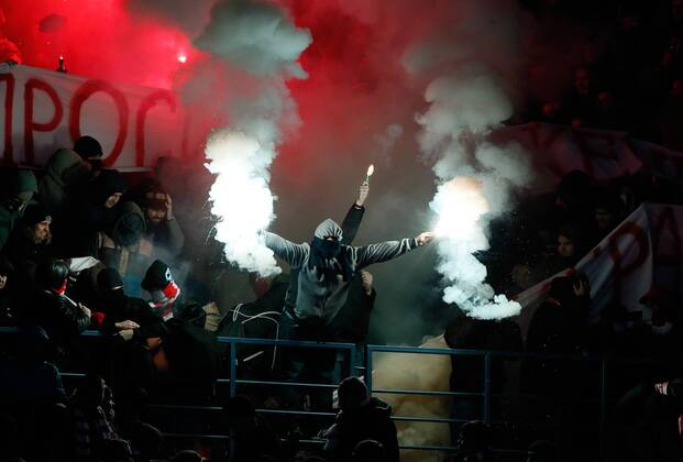 Fans UEFA Champions League 2012 13 between FC Spartak (Moscow, Russia) fans