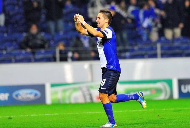 Nov. 21, 2012 - Porto- Joao Moutinho, celebrating a 3rd score, Porto won by 3x0 Dinamo Zagreb at the Estadio do Dragao. -- FC Porto - Dinamo Zagreb 3:0 --  - ZUMAm11