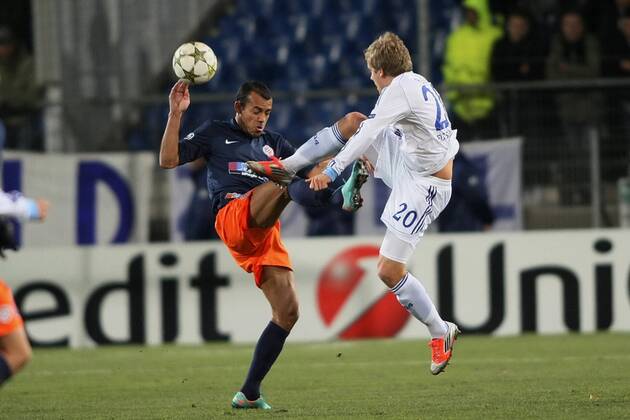 Teemu Pukki MONTPELLIER FACE A Schalke 04 FOOTBALL : Montpellier vs Schalke 04 - Ligue des Champions - 04 12 2012 RichardGosselin Panoramic 