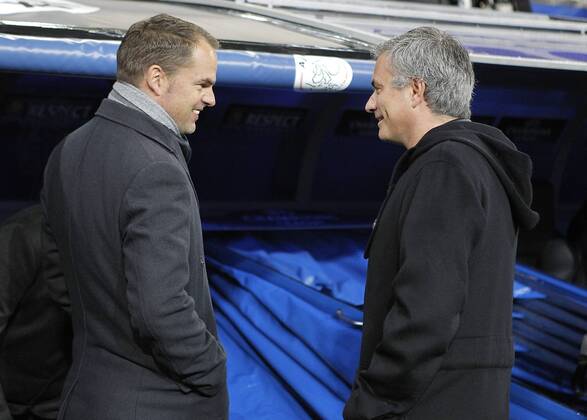 Real Madrid s coach Jose Mourinho and AFC Ajax s coach Frank de Boer during Champions League Match. December 04, 2012.  (20134036)