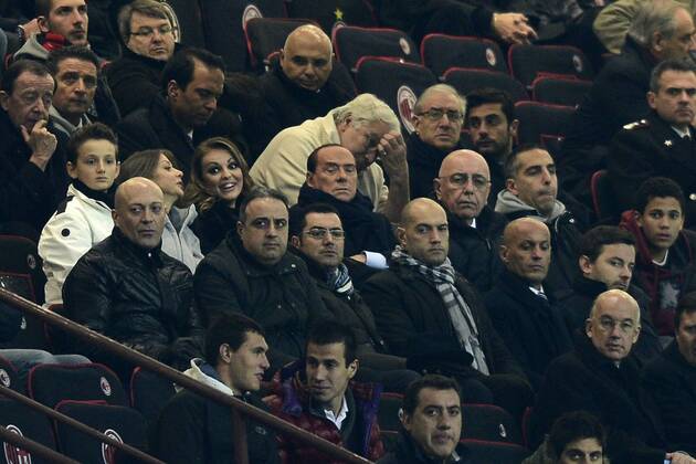 Mailand, Italien - Fußball, Champions League - AC Mailand vs. Zenit St. Petersburg - Silvio Berlusconi 