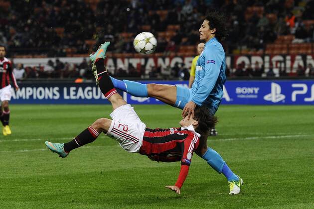 Mailand, Italien - Fußball, Champions League - AC Mailand vs. Zenit St. Petersburg - Bojan Krkic - Daniel Miguel Alves 