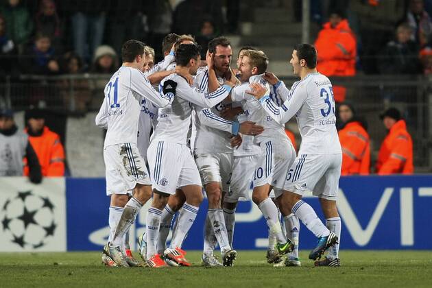 Torjubel Schalke 04 FOOTBALL : Montpellier vs Schalke 04 - Ligue des Champions - 04 12 2012 RichardGosselin Panoramic 