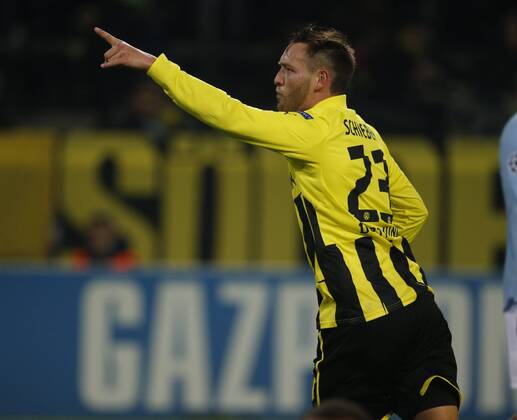 Fussball, UEFA Champions League, Saison 2012 2013, Borussia Dortmund vs FC Manchester City , 04.12.2012, Dortmund Julian Schieber jubel