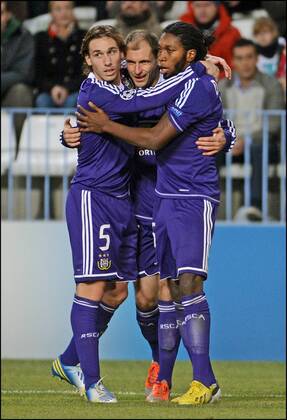 Lucas Biglia - Milan Jovanovic - Dieumerci Mbokani of RSC Anderlecht FC Malaga vs RSC Anderlecht - UEFA Champions League PhotoNews 