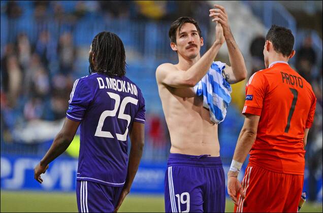 Dieumerci Mbokani - Silvio Proto - Sacha Kljestan of RSC Anderlecht PhotonewsxPanoramic 