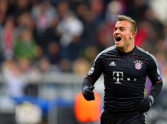 FUSSBALL - CL, Bayern vs Borisov MUENCHEN,DEUTSCHLAND,05.DEZ.12 - FUSSBALL - UEFA Champions League, Gruppenphase, FC Bayern München vs FC BATE Borisov. Bild zeigt den Jubel von Xherdan Shaqiri (Bayern). 