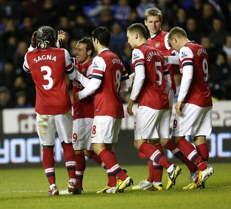 Arsenal s Santi Cazorla celebrates scoring his third goal Reading v Arsenal - Premier League - Madejski Stadium, Reading- 17 12 12 - Picture David Klein Sportimage EDITORIAL USE ONLY. No use with unauthorised audio, video, data, fixture lists, club league logos or live services. Online in-match use limited to 120 images, no video emulation. No use in betting, games or single club league player publications.