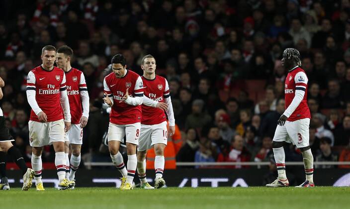 Arsenal s Mikel Arteta looks on dejected after conceding to make it 1-1..- Arsenal v Newcastle United - Barclays Premier League - the Emirates Stadium, London- 29 12 12 - Picture David Klein Sportimage EDITORIAL USE ONLY. No use with unauthorised audio, video, data, fixture lists, club league logos or live services. Online in-match use limited to 120 images, no video emulation. No use in betting, games or single club league player publications.