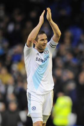 Frank Lampard of Chelsea celebrates the win - Barclays Premier League - Everton vs Chelsea - Goodison Park Stadium - Liverpool - 30 12 12 - Picture Simon Bellis Sportimage EDITORIAL USE ONLY. No use with unauthorised audio, video, data, fixture lists, club league logos or live services. Online in-match use limited to 120 images, no video emulation. No use in betting, games or single club league player publications.