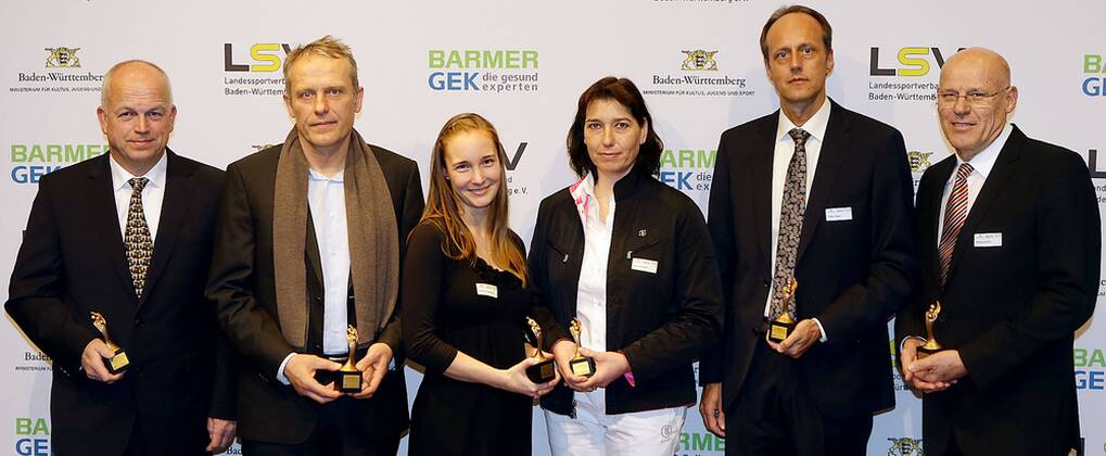 Stuttgart, GER, Verleihung Trainerpreis Baden-Württemberg 2012 , von links: Joachim Jung Christian Streich (SC Freiburg) Kristina Engelhardt Claudia Schunk Volker Ziegler Wolfgang Beck