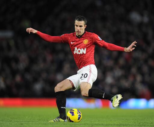 Robin van Persie of Manchester United - Barclays Premier League - Manchester Utd vs Everton - Old Trafford Stadium - Manchester - 10 02 13 - Picture Simon Bellis Sportimage EDITORIAL USE ONLY. No use with unauthorised audio, video, data, fixture lists, club league logos or live services. Online in-match use limited to 120 images, no video emulation. No use in betting, games or single club league player publications.
