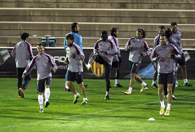 11-02-13 CHAMPIONS LEAGUE Training VALENCIA CF - - JOAO PEREIRA - DAVID ALBELDA - ALI CISSOCKO - NELSON VALDEZ 