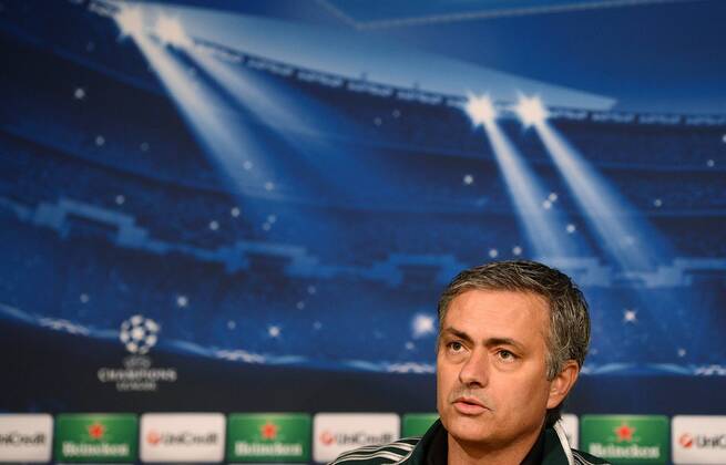 FUSSBALL CHAMPIONS LEAGUE ACHTELFINALE HINSPIEL 2012 2013 CF Real Madrid - Manchester United 12.02.2013 Pressekonferenz Trainer Jose Mourinho (Real Madrid) 