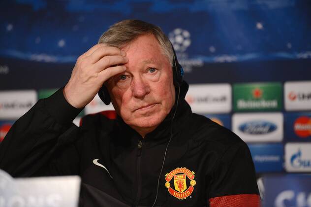 FUSSBALL CHAMPIONS LEAGUE ACHTELFINALE HINSPIEL 2012 2013 CF Real Madrid - Manchester United FC 12.02.2013 Pressekonferenz Trainer Sir Alex Ferguson (Manchester United FC) 