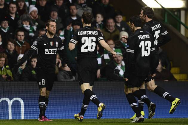 Glasgow 12 02 2013 - Champions League Celtic Glasgow-Juventus Turin Torjubel Claudio Marchisio 