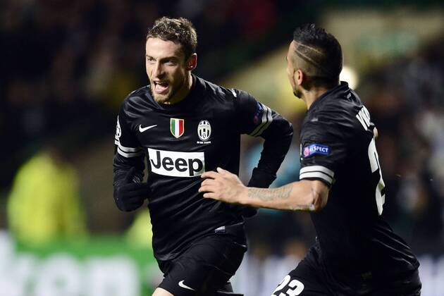 Glasgow 12 02 2013 - Champions League Celtic Glasgow-Juventus Turin Torjubel Claudio Marchisio 