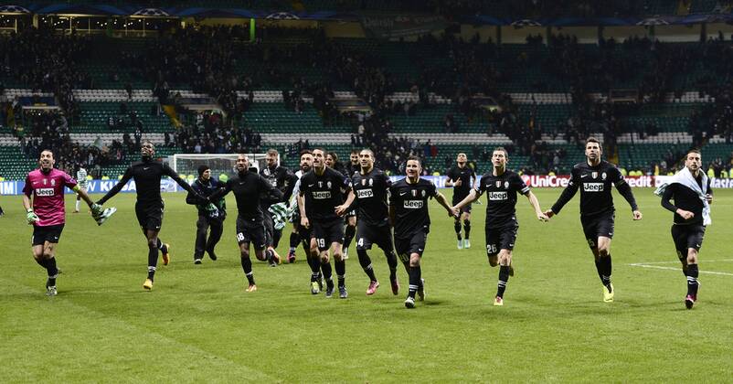 Glasgow 12 02 2013 - Champions League Celtic Glasgow-Juventus Turin Schlussjubel Juventus 