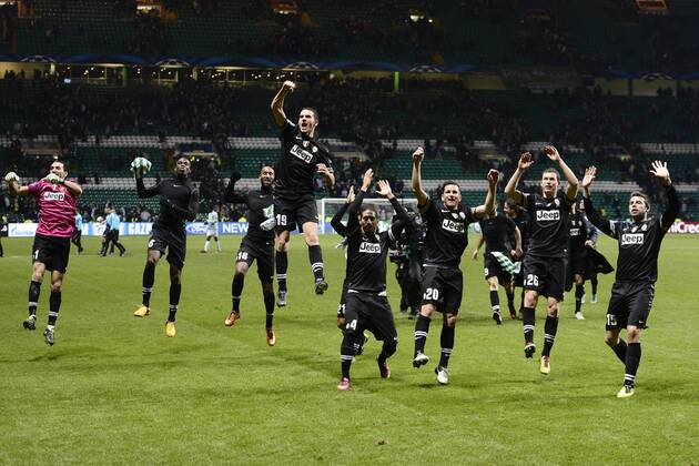 Glasgow 12 02 2013 - Champions League Celtic Glasgow-Juventus Turin Schlussjubel Juventus 