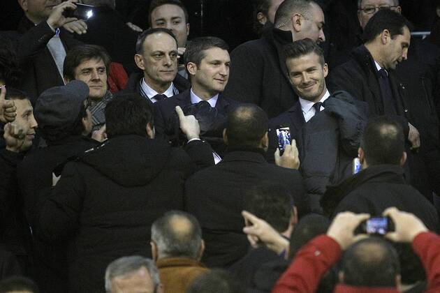 Paris Saint-Germain s David Beckham during Champions League 2012 2013 match.February 12,2013.  (201302121473)