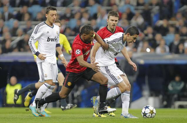 13 2 2013. Soccer match between Real Madrid and Manchester United corresponding to round of 8th first leg of the Champions League, held at the Santiago Bernabeu stadium, in Madrid 2 13 2013. Angel di Maria 