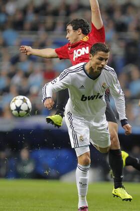 13 2 2013. Soccer match between Real Madrid and Manchester United corresponding to round of 8th first leg of the Champions League, held at the Santiago Bernabeu stadium, in Madrid 2 13 2013. Cristiano Ronaldo 