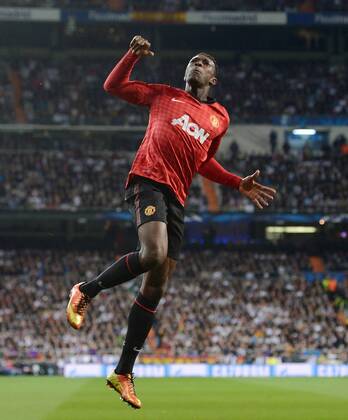 FUSSBALL CHAMPIONS LEAGUE ACHTELFINALE HINSPIEL 2012 2013 Real Madrid - Manchester United FC 13.02.2013 JUBEL Daniel Welbeck (Manchester United FC) nach seinem Tor zum 0-1 