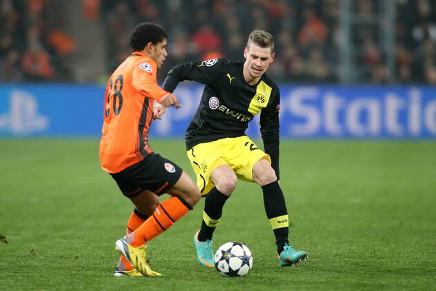 DONIECK 13.02.2013 UEFA CHAMPIONS LEAGUE 1 8FINAL FIRST MATCH: SHAKHTAR DONETSK - BVB Borussia Dortmund: TAISON LUKASZ PISZCZEK  GY5Q8836