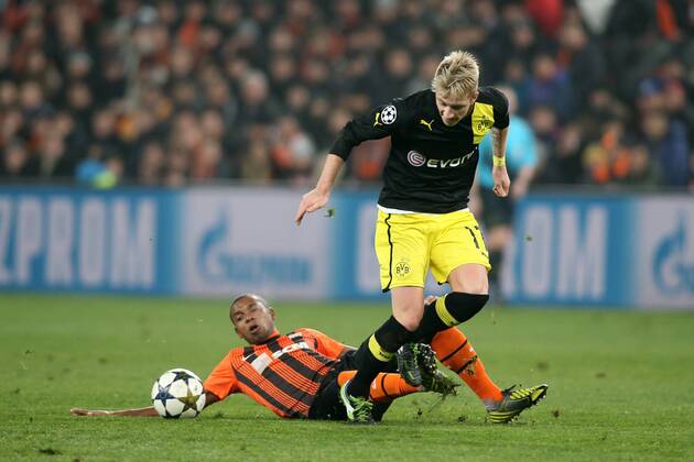 DONIECK 13.02.2013 UEFA CHAMPIONS LEAGUE 1 8FINAL FIRST MATCH: SHAKHTAR DONETSK - BVB Borussia Dortmund: FERNANDINHO MARCO REUS  GY5Q8963