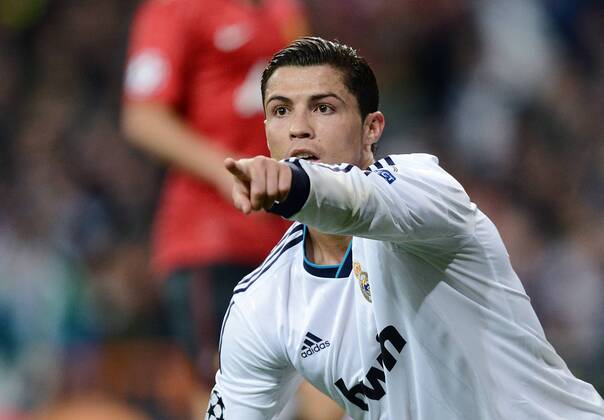 FUSSBALL CHAMPIONS LEAGUE ACHTELFINALE HINSPIEL 2012 2013 Real Madrid - Manchester United FC 13.02.2013 Cristiano Ronaldo (Real Madrid) zeigt 
