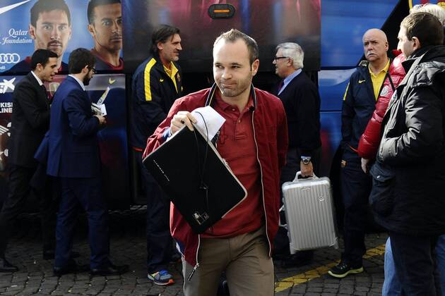 Milano 19 02 2013 - Ankunft FC Barcelona; Andres Iniesta 