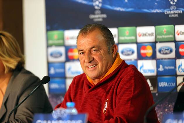 Galatasaray s Coach Fatih Terim speaks during a press conference at the Istanbul, Turkey. 19.02.2013 