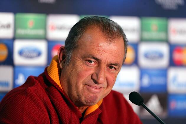 Galatasaray s Coach Fatih Terim speaks during a press conference at the Istanbul, Turkey. 19.02.2013 