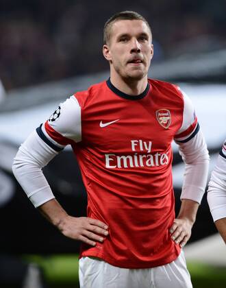 FUSSBALL CHAMPIONS LEAGUE ACHTELFINALE HINSPIEL 2012 2013 FC Arsenal London - FC Bayern München 19.02.2013 Lukas Podolski (Arsenal) enttaeuschz 