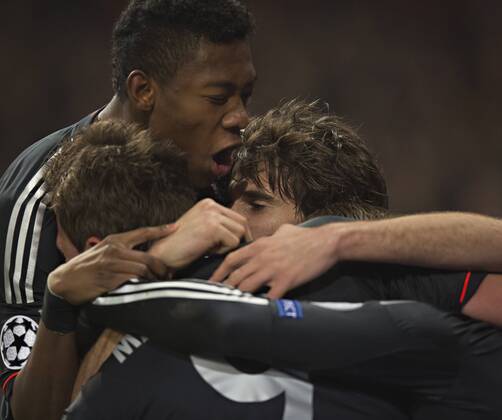 London, 19.02.2013, Emirates Stadium, Fußball Torjubel: David Alaba (FCB) FC Arsenal London - FC Bayern München