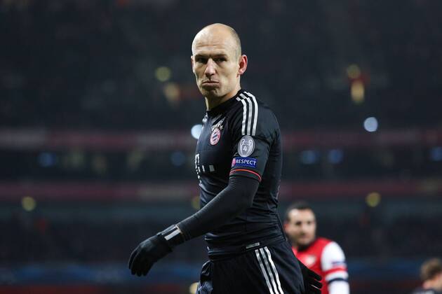 Football - 2012 2013 Champions League - Round of 16, First Leg: Arsenal vs. Bayern Munich Bayern Munich s Arjen Robben at the Emirates Stadium, London