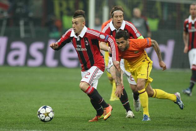 STEPHAN EL SHAARAWY, MASSIMO AMBROSINI, DANI ALVES - AC MILAN - FC BARCELONA --