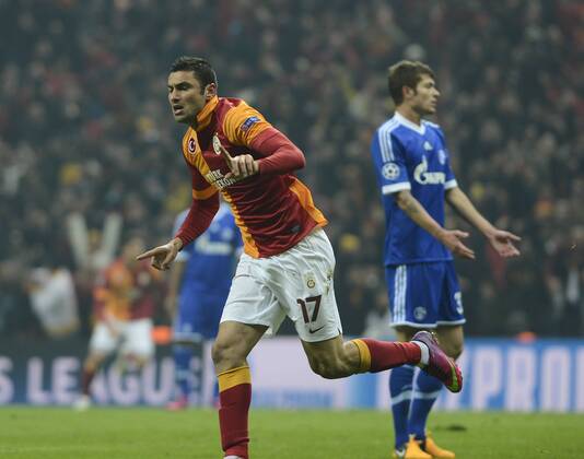 UEFA Champions League last sixteen first leg match between Galatasaray and Schalke 04 at Turk Telekom Arena Stadium in Istanbul on 20.02.2013 Pictured: Burak Yilmaz of Galatasaray. 