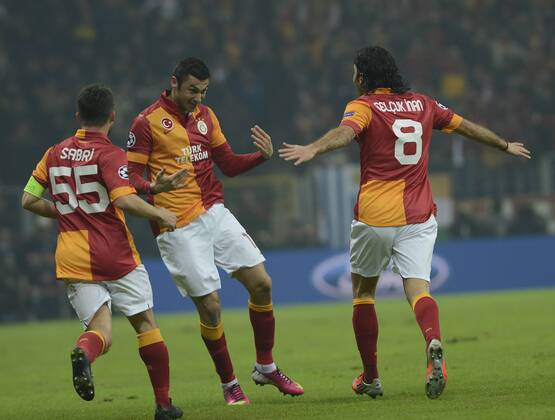 UEFA Champions League last sixteen first leg match between Galatasaray and Schalke 04 at Turk Telekom Arena Stadium in Istanbul on 20.02.2013 Pictured: Burak Yilmaz of Galatasaray. 
