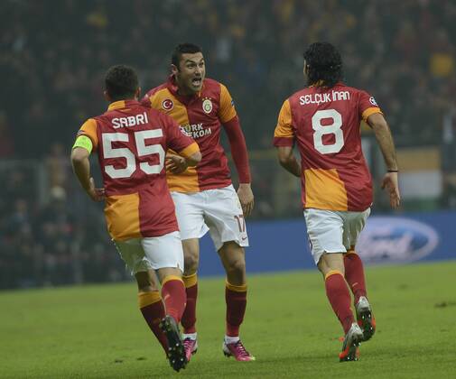 UEFA Champions League last sixteen first leg match between Galatasaray and Schalke 04 at Turk Telekom Arena Stadium in Istanbul on 20.02.2013 Pictured: Burak Yilmaz of Galatasaray. 