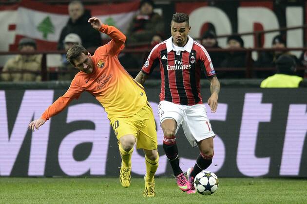 Milano 20 02 2013 - Champions League AC Milan - FC Barcelona -- Lionel Messi, Kevin Prince Boateng 