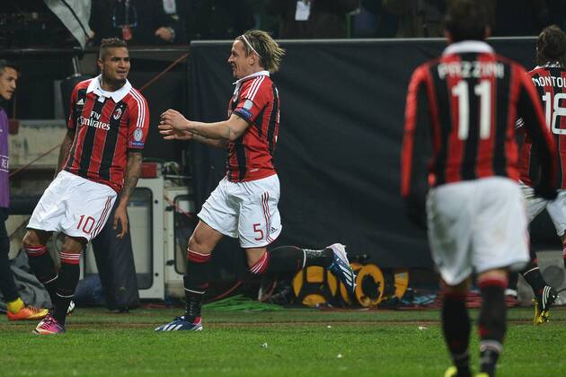 Kevin Prince Boateng and Philippe Mexes Milan - Goal celebration Milano 20 02 2013 Stadio San Siro - Giuseppe Meazza Football 2012 2013 Champions League -- AC Milan - FC Barcelona -- andreaxstaccioli