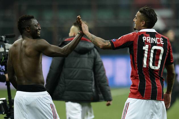 Milano 20 02 2013 - Champions League AC Milan - FC Barcelona -- Sulley Ali Muntari, Kevin-Prince Boateng 