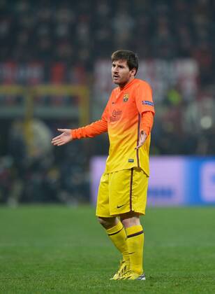 FUSSBALL CHAMPIONS LEAGUE ACHTELFINALE HINSPIEL 2012 2013 AC Mailand - FC Barcelona 20.02.2013 Lionel Messi (Barca) ratlos 