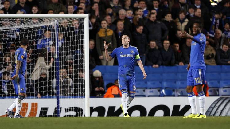 Chelsea s John Tery looks on dejected after Prague s opening goal..Chelsea v Sparta Prague - Europa League - Stamford Bridge Stadium, London- 21 02 13 - Picture David Klein Sportimage EDITORIAL USE ONLY. No use with unauthorised audio, video, data, fixture lists, club league logos or live services. Online in-match use limited to 120 images, no video emulation. No use in betting, games or single club league player publications.