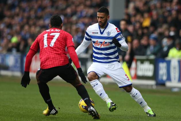 Football - 2012 2013 Premier League - Queens Park Rangers vs. Manchester United (ManU) Armand Traore of Queens Park Rangers and Manchester United (ManU) s Nani at Loftus Road, London