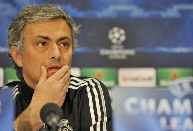 Jose Mourinho, coach and manager of Real Madrid, in the press conference before the match - Real Madrid - UEFA Champions League 2012 2013 - Round of 16 - Second Leg Match.© Francesca Ceciarini NJF Media 